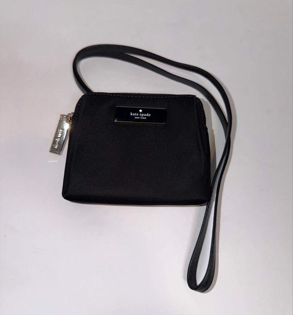 Kate Spade New York Black Nylon Zip Wristlet Wallet ID Card Holder Pouch